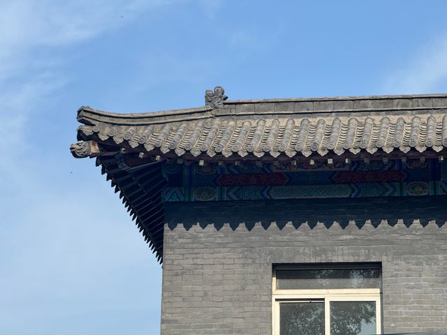Close-up of traditional Chinese roof with intricate eaves in Changchun, Jilin, China.