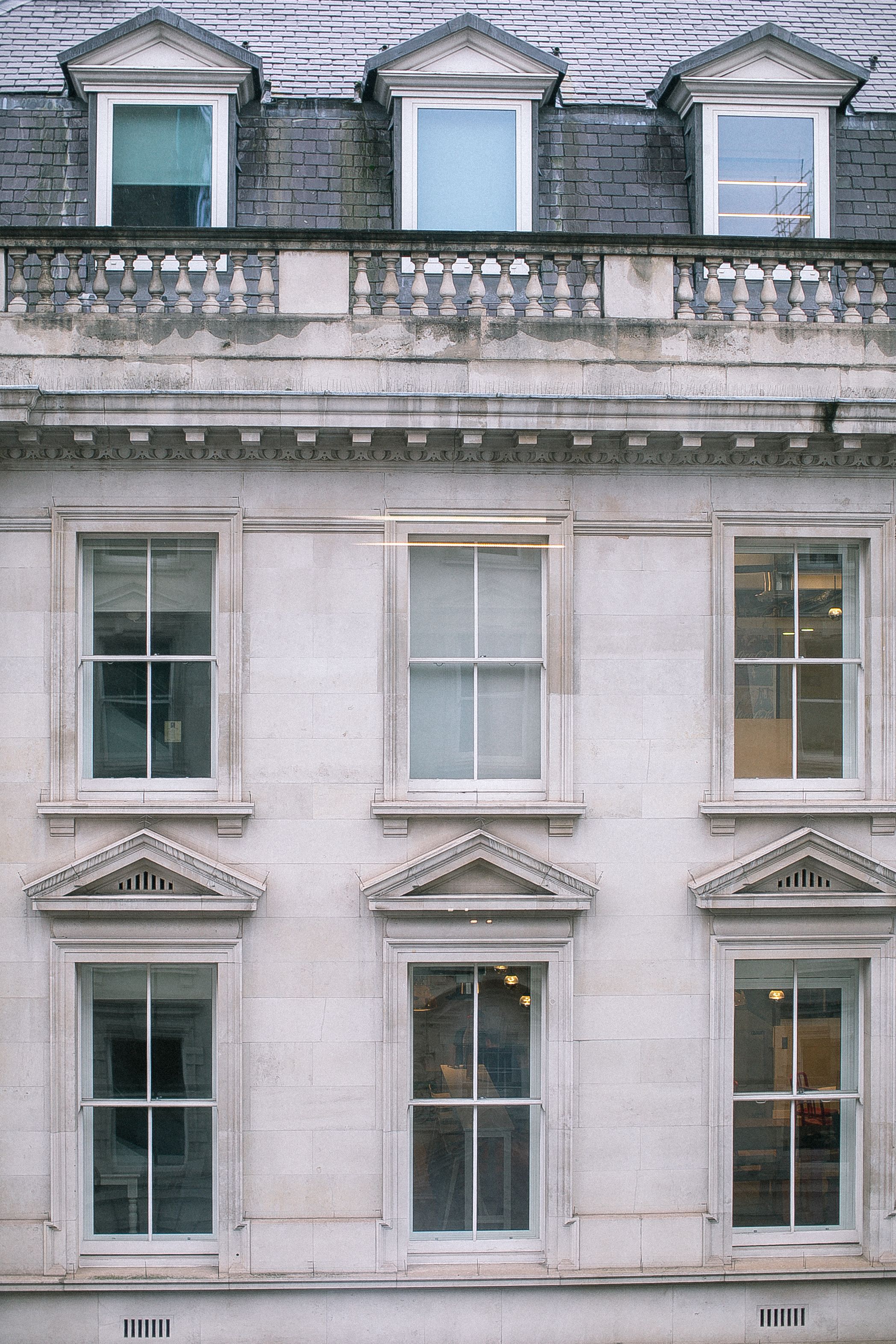 Georgian building facade with symmetrical sash windows