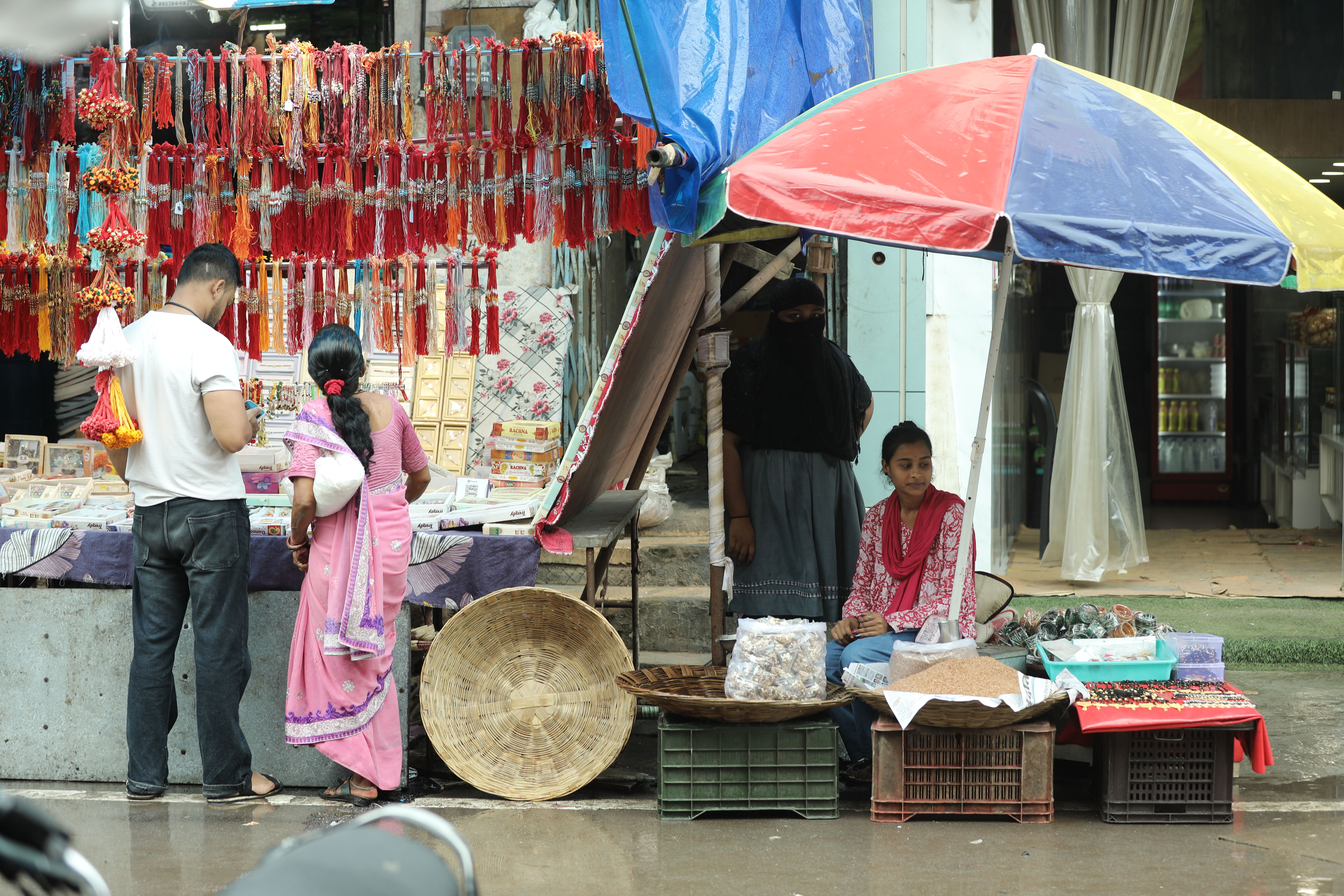 Vibrant local market stall showcasing small business