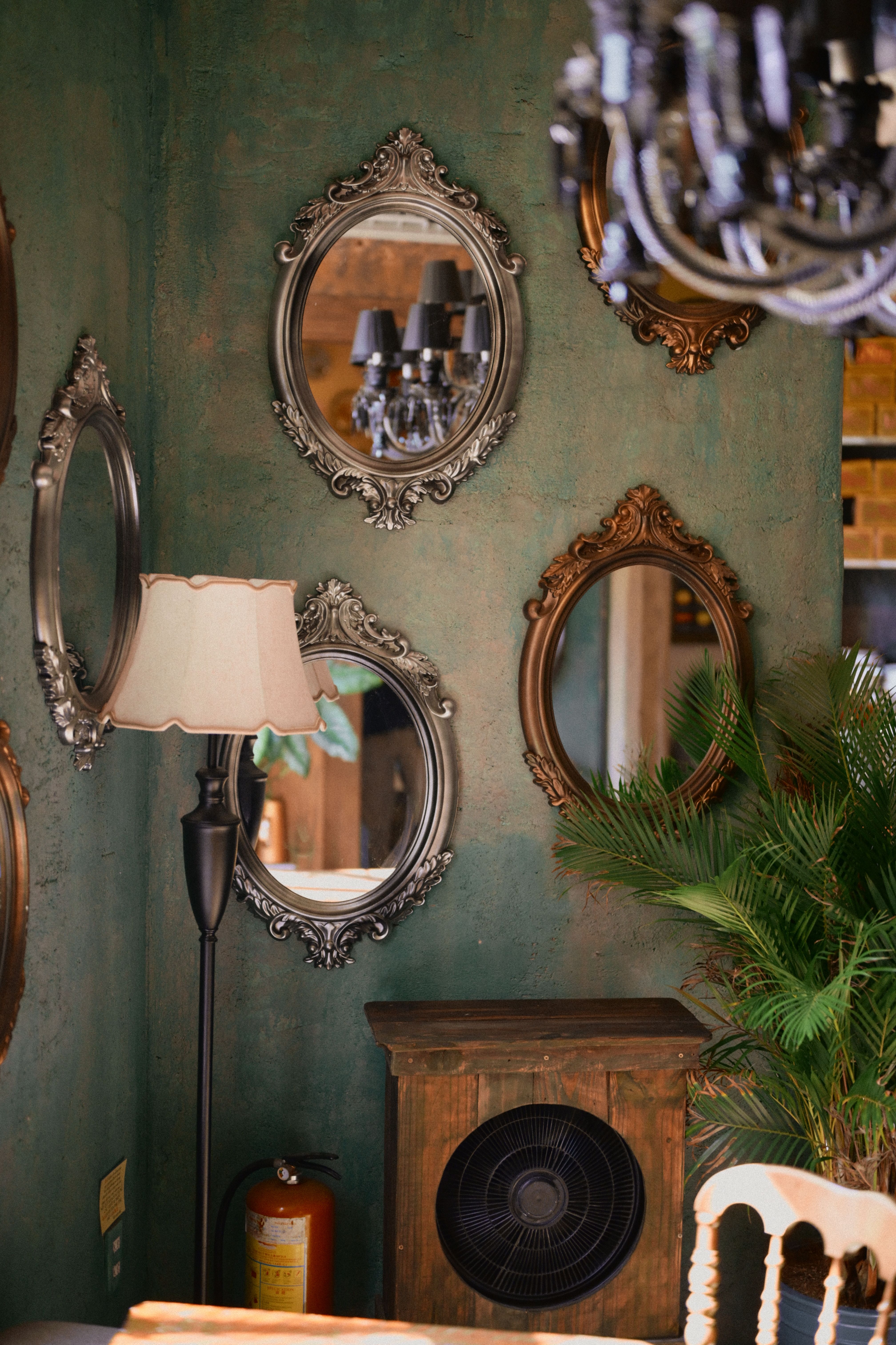 A wall of old framed mirrors - Charity, the Portrait Paul Painted