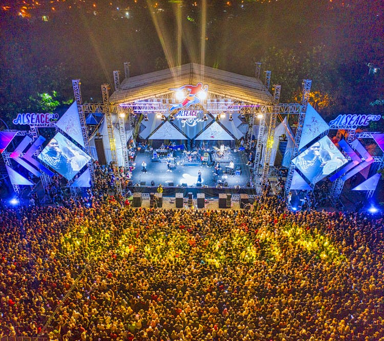 Aerial Shot Of People Watching A Concert