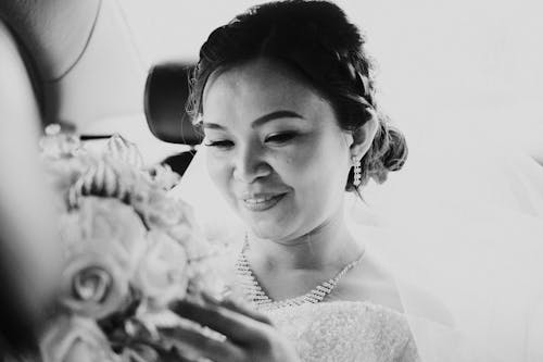 Black And White Photo Of A Bride