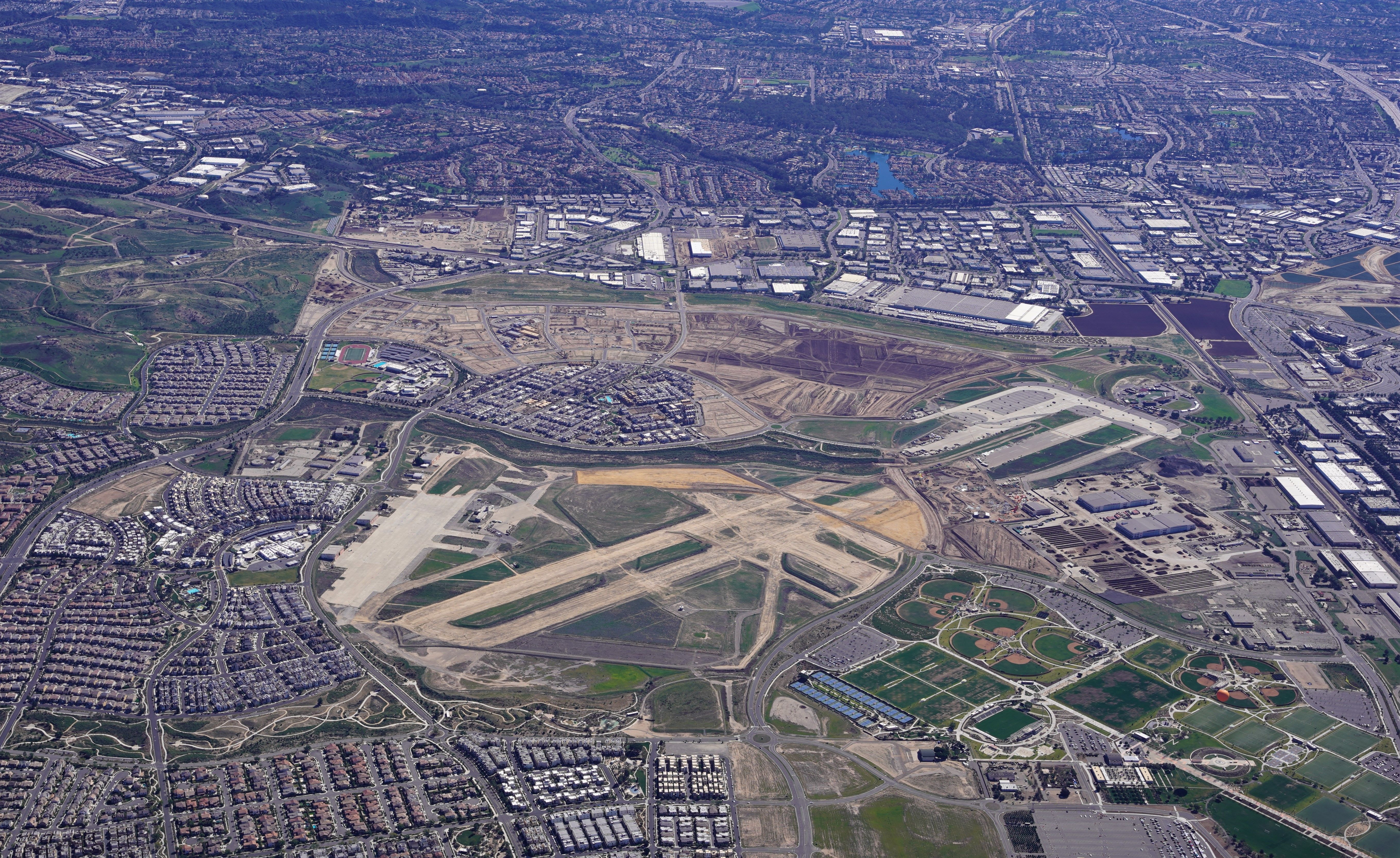 A comprehensive aerial view of urban development and landscape planning.