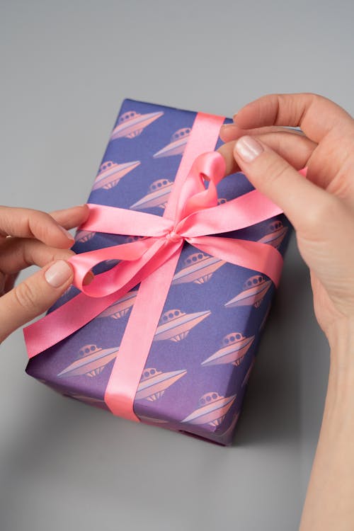 Free Gift With A Ribbon Stock Photo