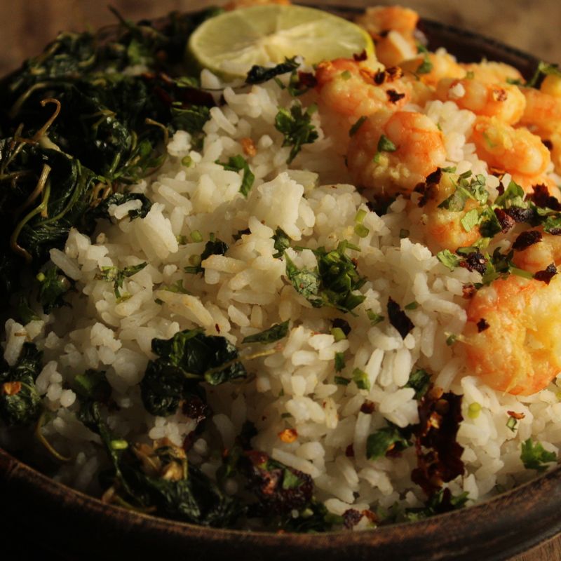 Instant Pot Cilantro Lime and Crispy Tofu Basmati Rice