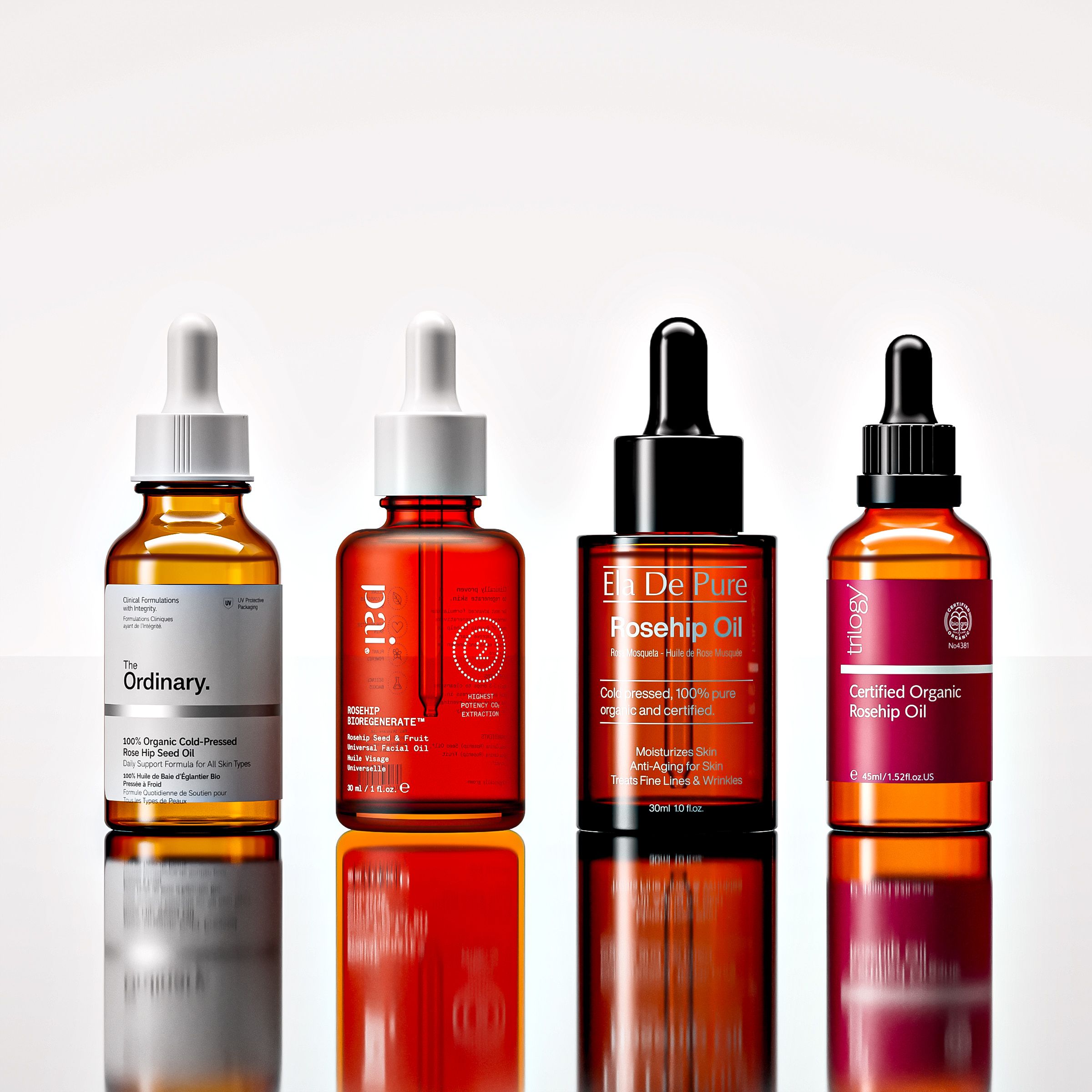 Collection of premium rosehip oils showcasing natural skincare solutions.