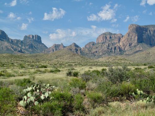 Free Beautiful landscape of desert mountains in Texas with clear blue sky. Stock Photo