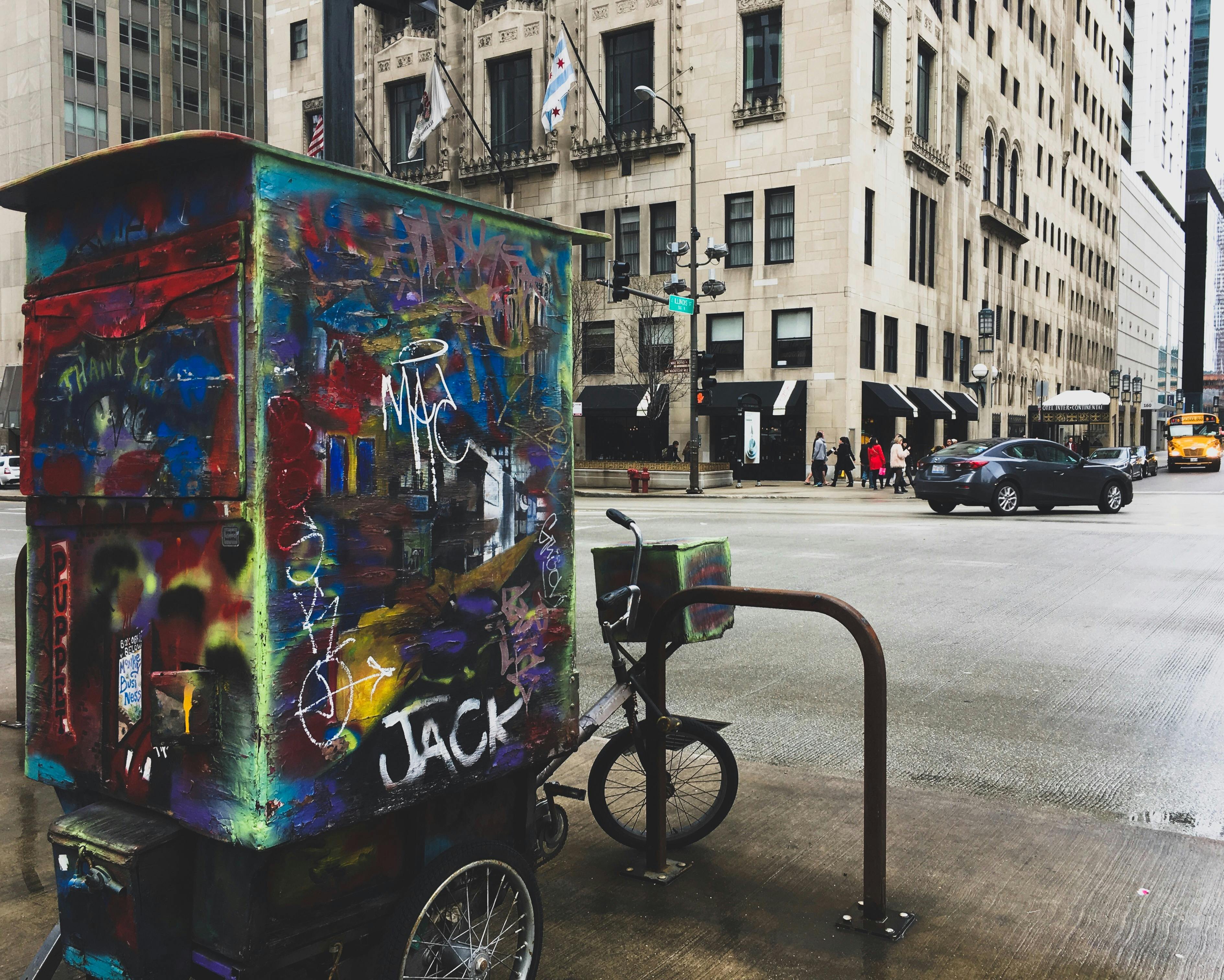 Kostenloses Foto zum Thema chicago, fahrrad, graffiti