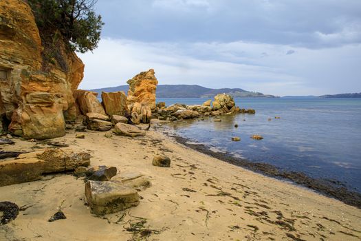 Brown Rock Formation on the Sea Shore
