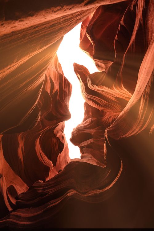 Free Sunlight illuminating stunning rock formations in Antelope Canyon, Arizona. Stock Photo