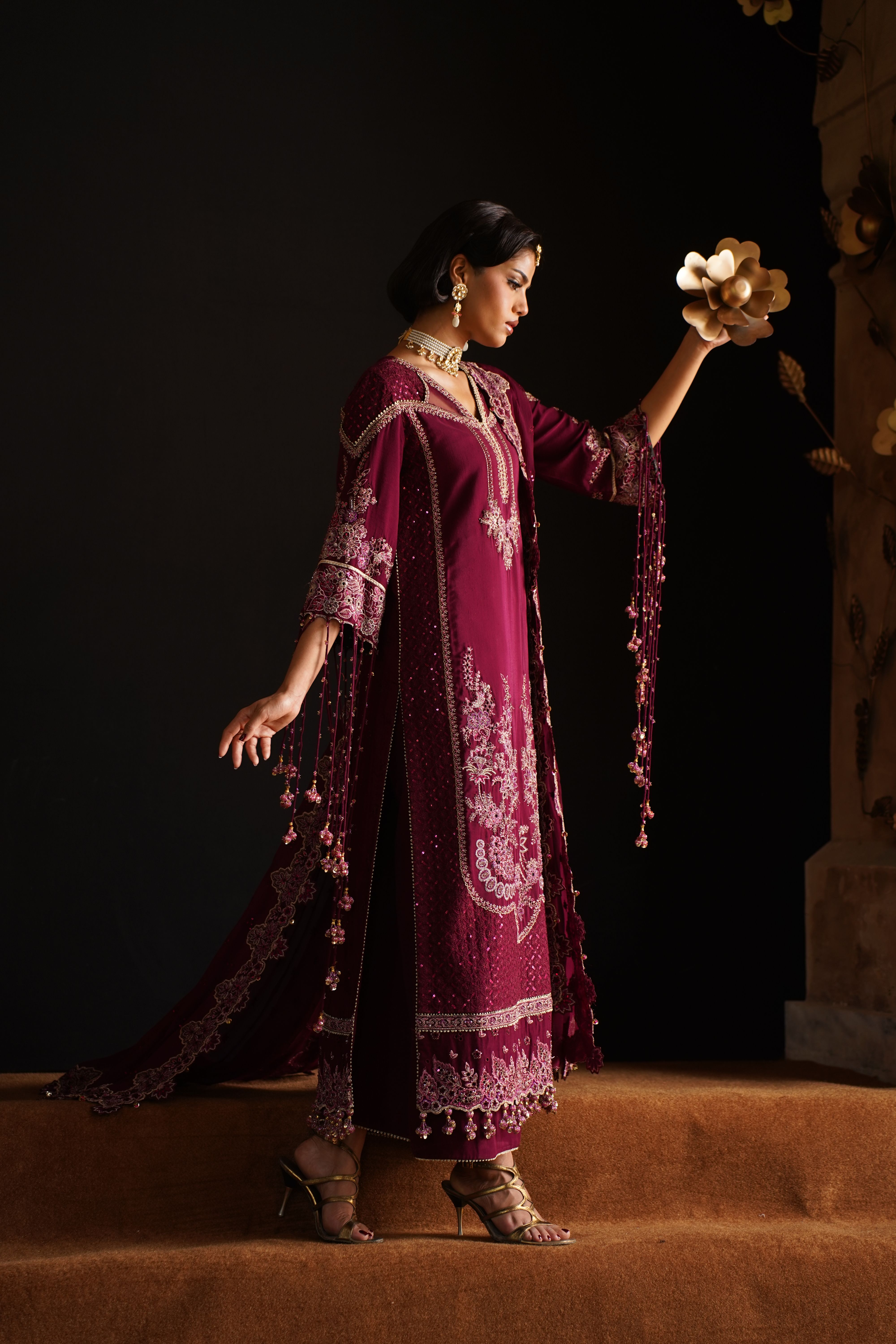 Stunning Luxurious Maroon Eastern Traditional Dress
