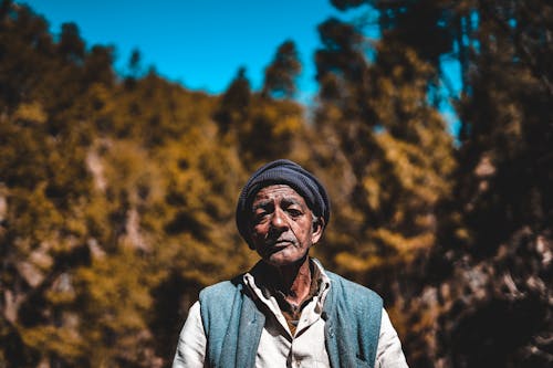 Man in Gray Jacket and Black Knit Cap