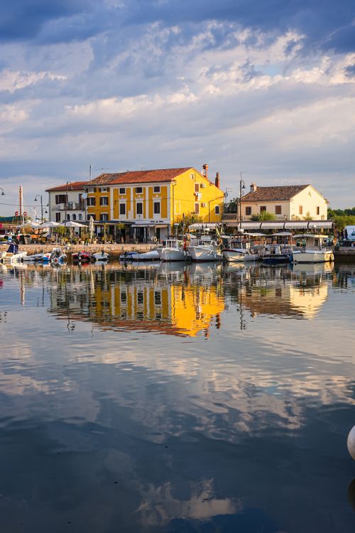 Free Charming view of colorful buildings reflected in Novigrad Harbor, Istria County, Croatia. Stock Photo