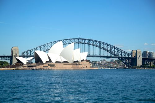Free Stunning view of Sydney Opera House with Harbour Bridge in Sydney, Australia. Stock Photo