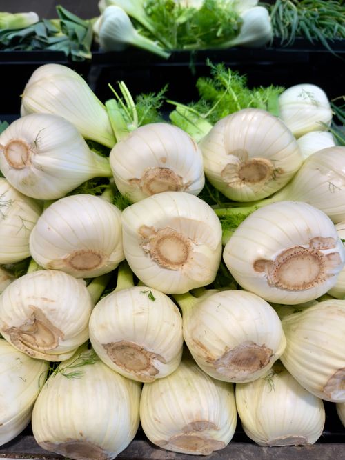 Free Crisp fennel bulbs on display at a market in Maribyrnong, perfect for culinary use and healthy eating. Stock Photo