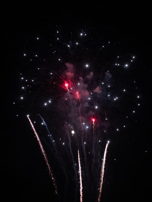 Free Capturing the vibrant explosion of fireworks lighting up the dark night sky. Stock Photo