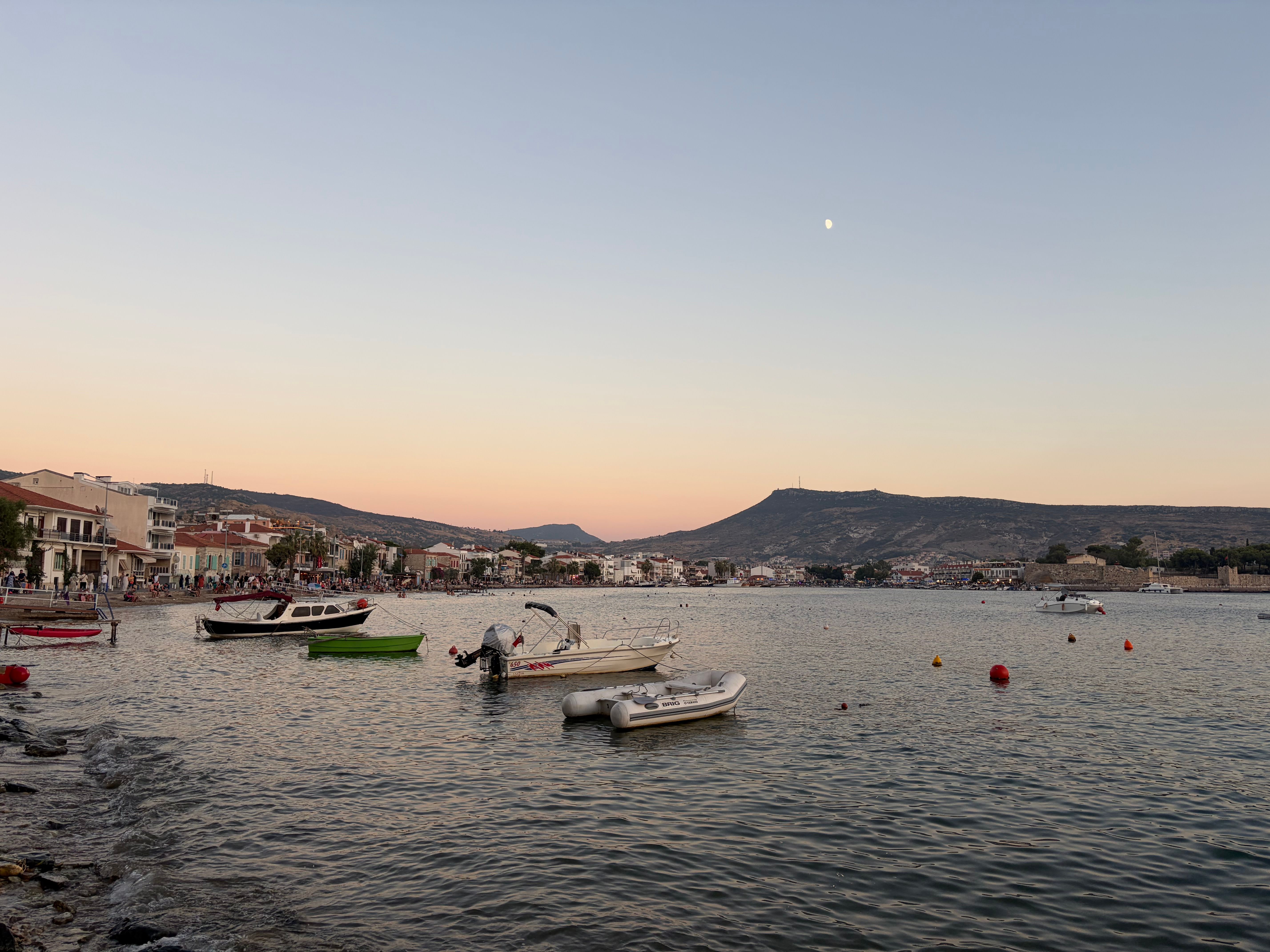 Sunset over the harbour of Mytilene on Lesbos