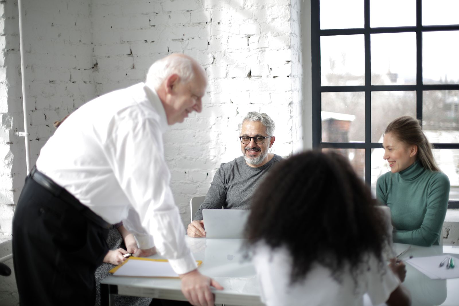 Collaborative team meeting in a modern workplace