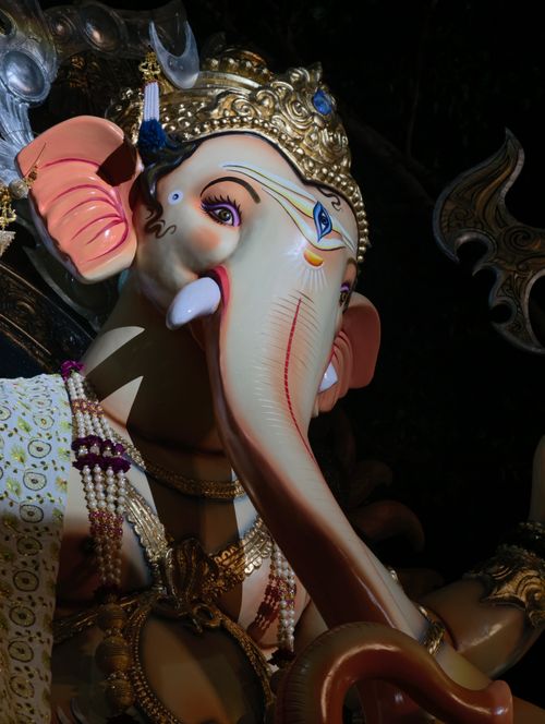 Free Close-up of a detailed Lord Ganesha statue captured during festivities in Mumbai, India. Stock Photo