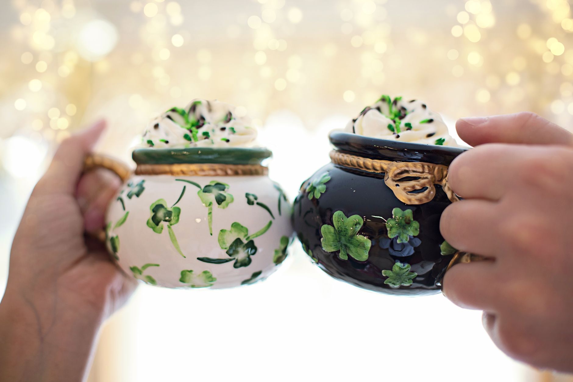 St. Patrick‘s Day Mint Shakes with whipped cream and green sprinkles