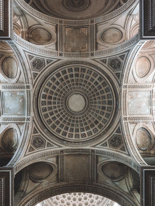 Free Capture of ornate dome ceiling architecture in a historic Paris building. Stock Photo