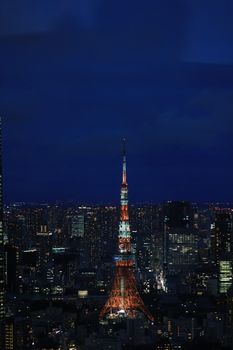 Stunning night view of Tokyo Tower illuminated against the vibrant cityscape.