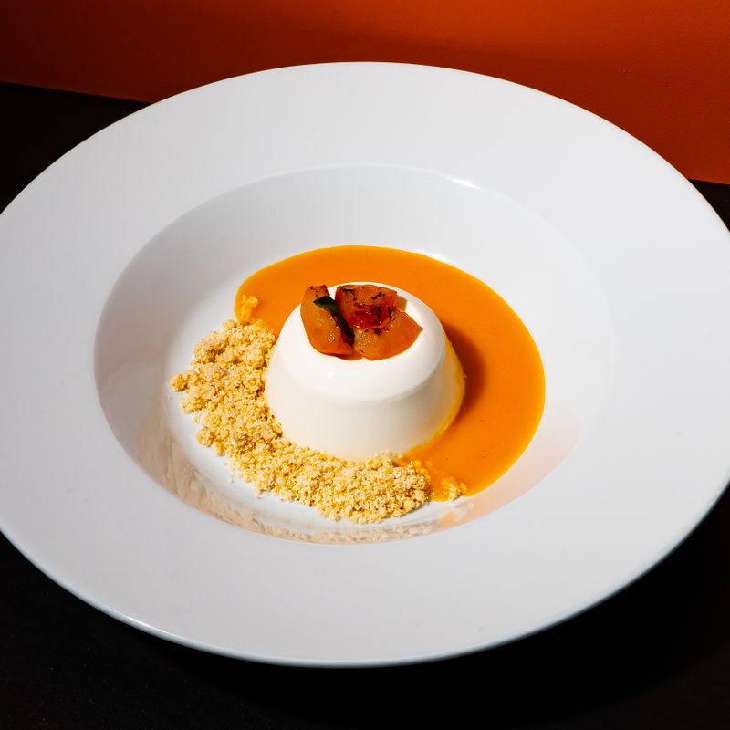 Turmeric Honey Panna Cotta with Sesame Crack