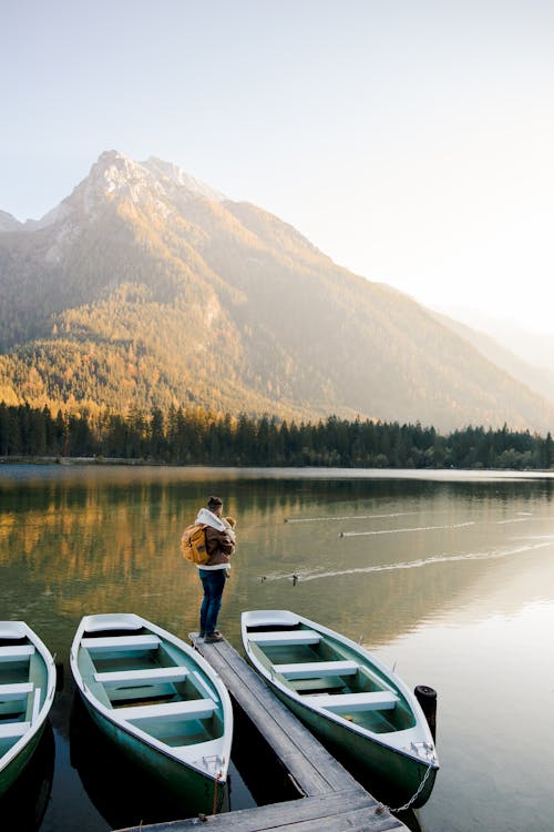 Free Photo Of Man Standing Beside Lake Stock Photo