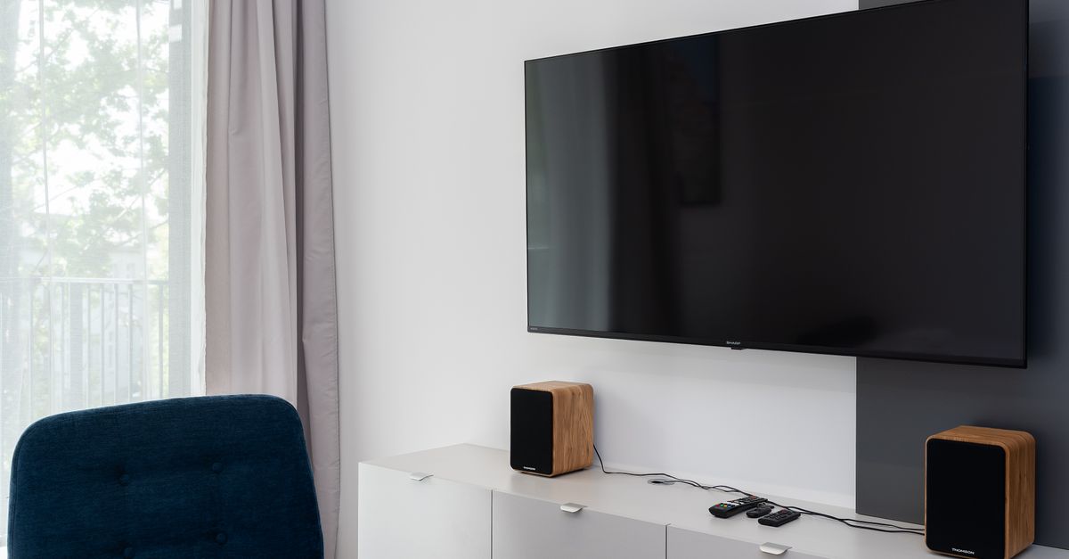 old speakers connected to TV audio setup