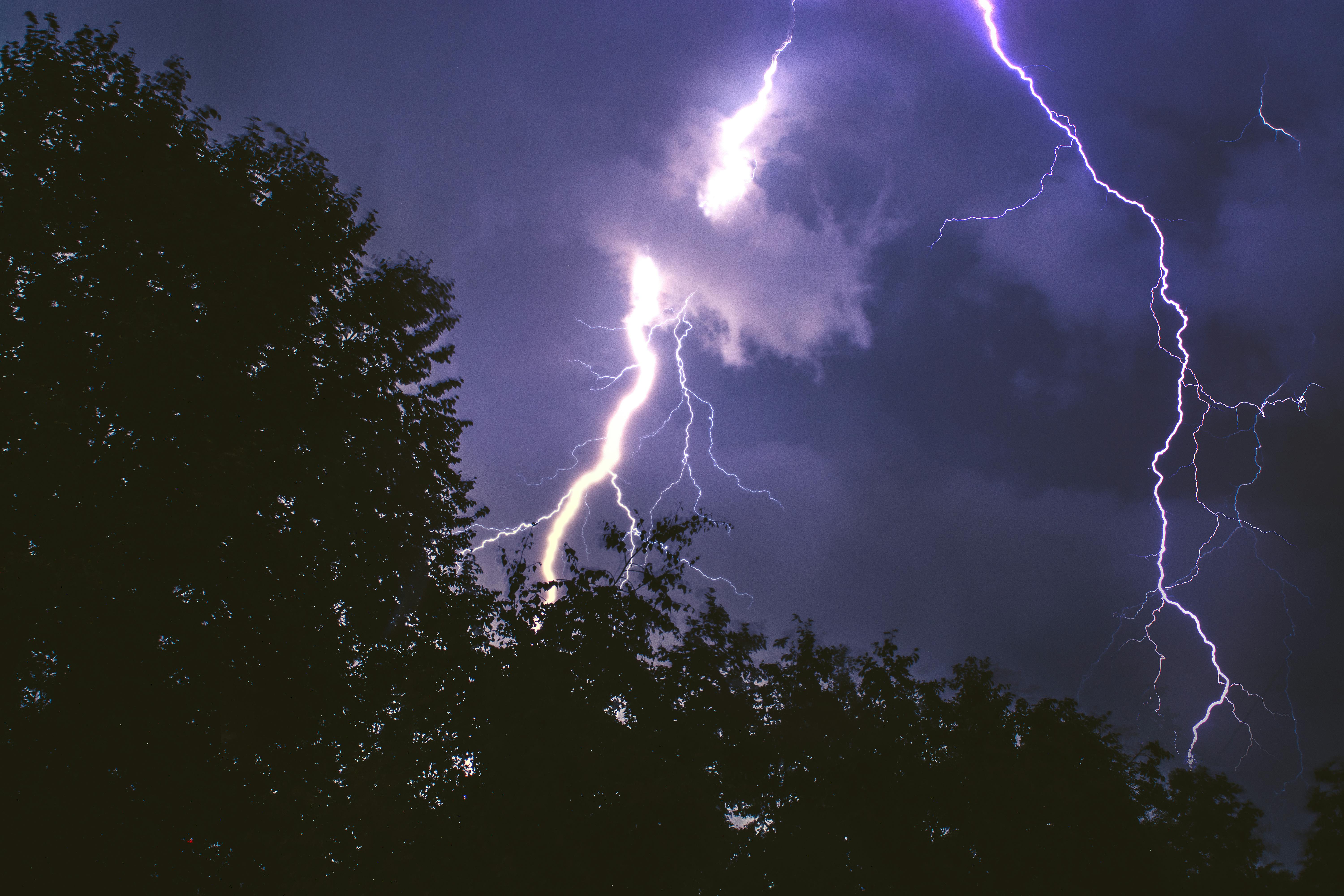 Thunder, clouds, lightning, lightnings, storm, strike, HD phone