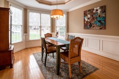 Brown Wooden Table With Chairs