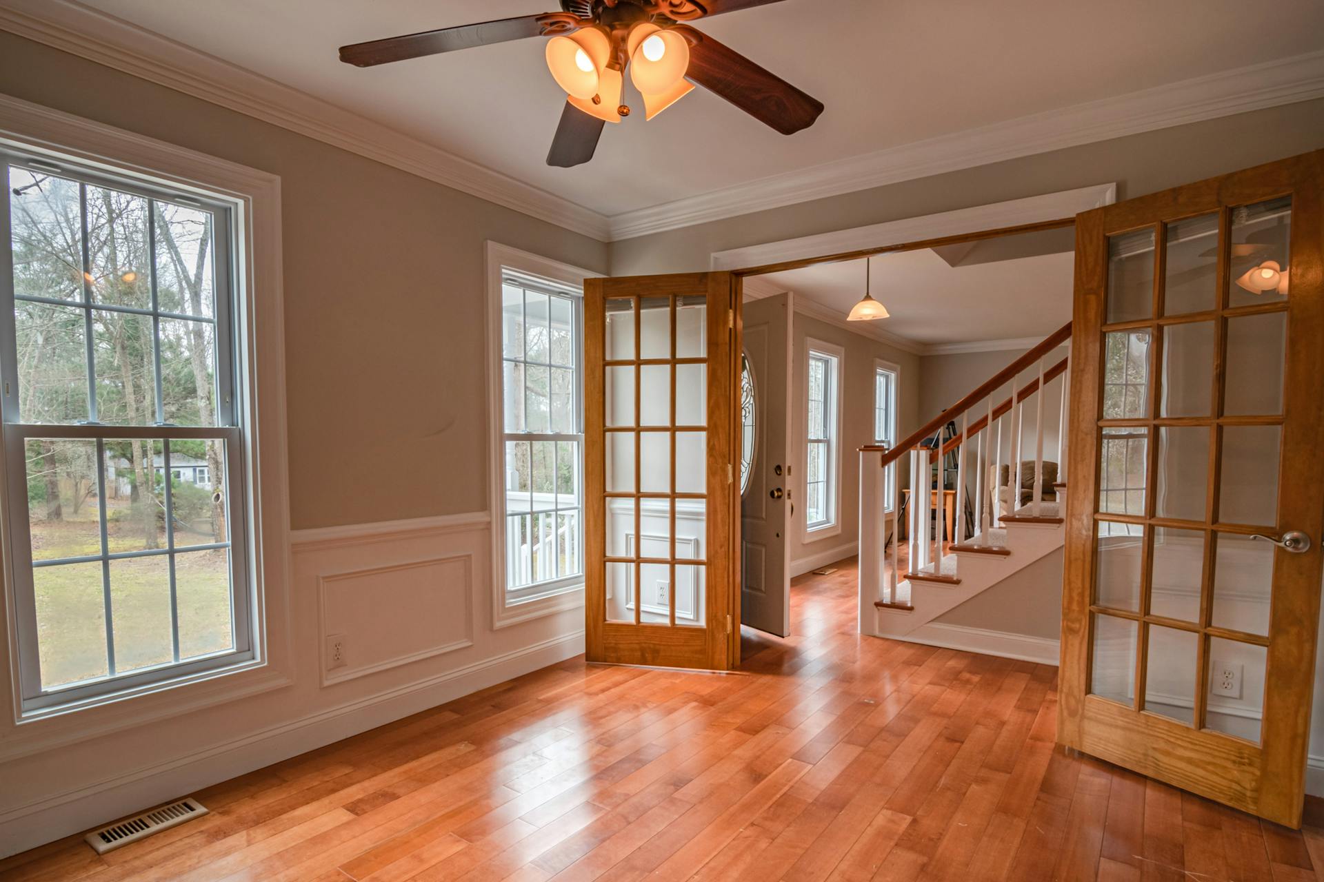 Brown Wooden Framed Glass Door