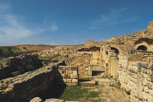 Free Explore these stunning ancient Roman ruins in Téboursouk, Tunisia's Béja Governorate. Stock Photo