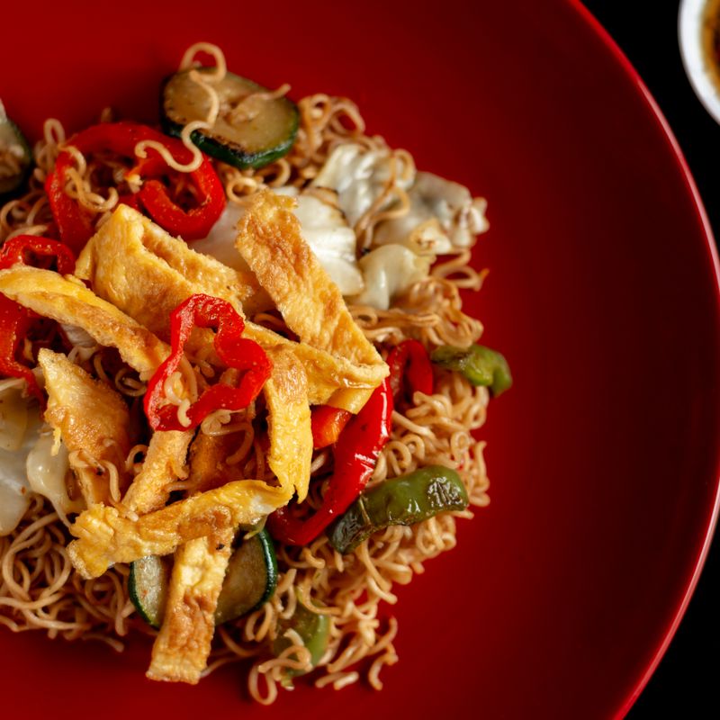 Egg and Frozen Vegetable Stir-Fried Noodles