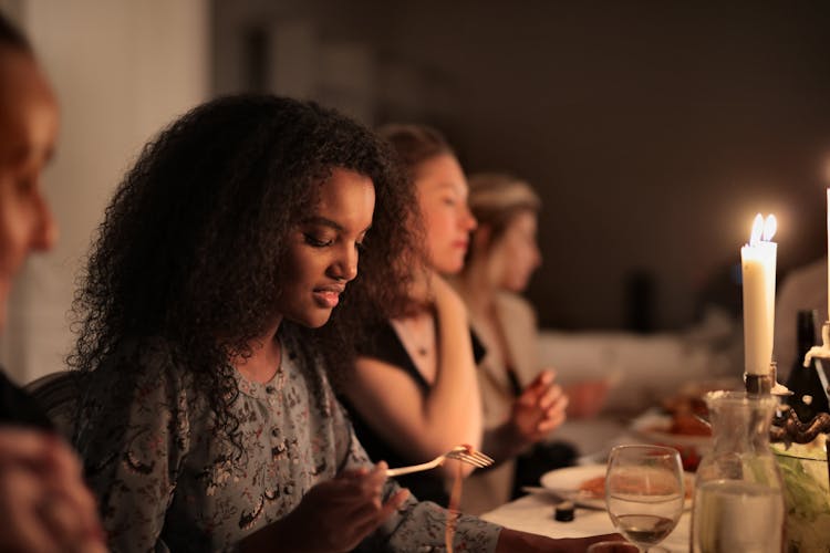 Woman Eating Dinner