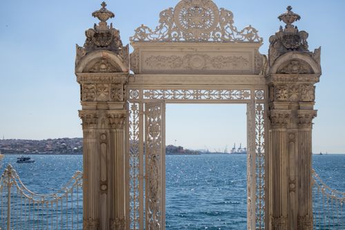 Free Ornate gate on the Bosphorus shore in İstanbul, showcasing classic architecture. Stock Photo