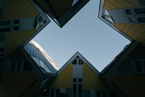 Free Unique perspective of the famous Cube Houses in Rotterdam, showcasing innovative architecture. Stock Photo