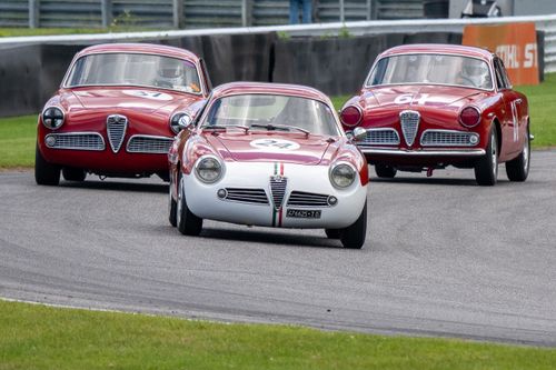 Free Vintage Alfa Romeo cars compete in a thrilling race in Salisbury, Connecticut. Stock Photo