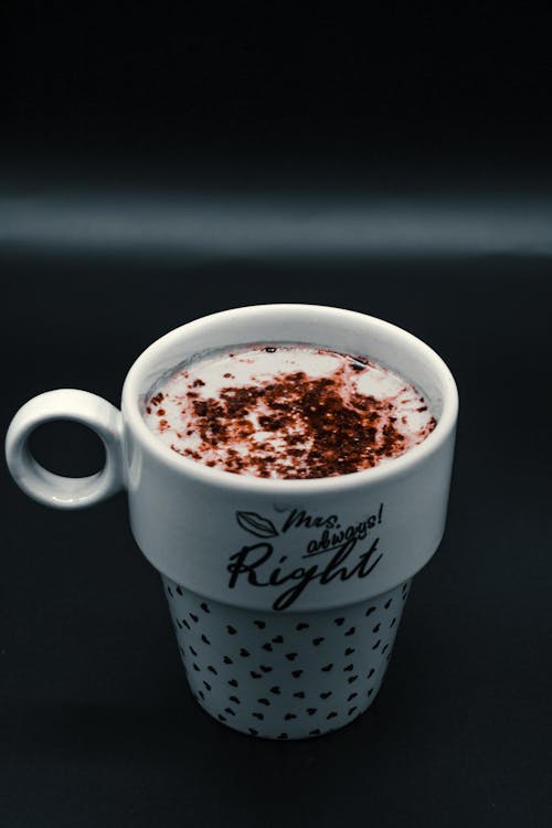 White Ceramic Mug With Latte Coffee