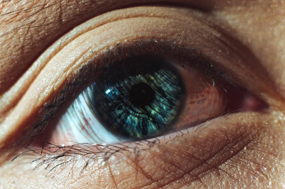 Detailed close-up of a human eye showcasing intricate iris patterns and texture.