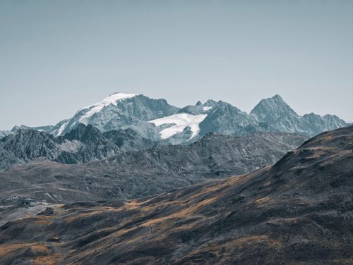 Free Majestic mountain range with snow-capped peaks in Livigno, Lombardy, Italy. Stock Photo