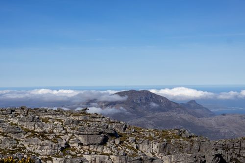 Free Breathtaking view of Table Mountain and clouds from Cape Town, South Africa. Stock Photo