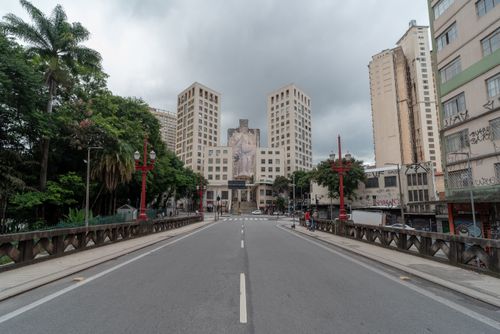 Free View of Viaduto Santa Teresa showcasing urban architecture in Belo Horizonte, Brazil. Stock Photo