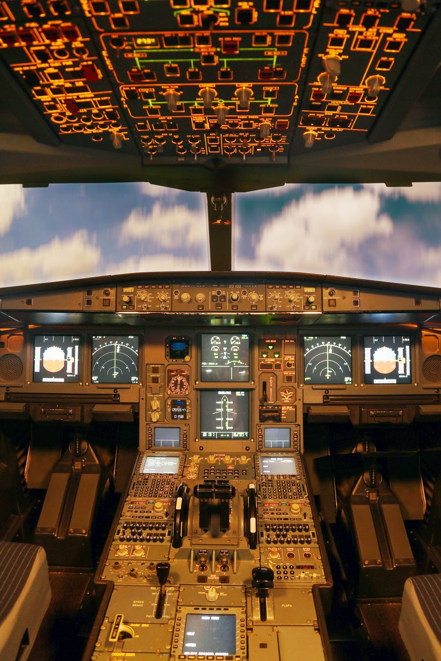 Advanced aircraft cockpit with illuminated avionics panels