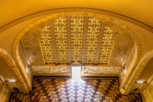 Free Intricate interior view of the Voortrekker Monument in South Africa, showcasing its architectural grandeur. Stock Photo
