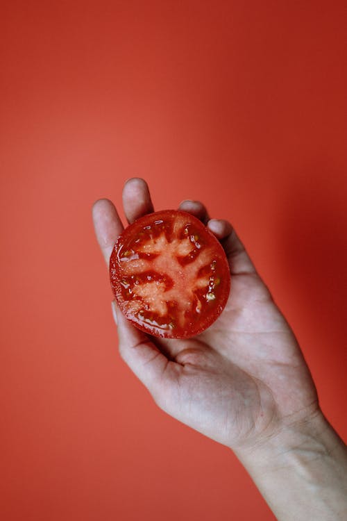 Free Person Holding A Tomato Stock Photo