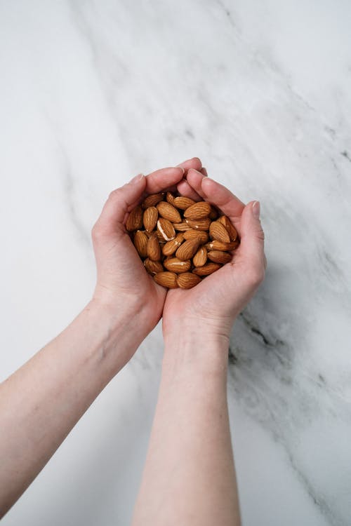 Free Person Holding Almonds Stock Photo