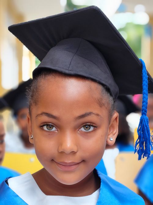 Free Smiling girl in cap and gown at a graduation ceremony, ready for the future. Stock Photo