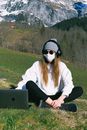 Woman Wearing Face Mask on Mountain