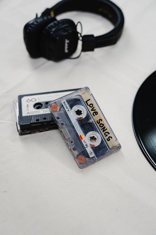 Free White and Blue Cassette Tape Stock Photo